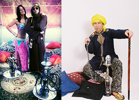 Fakir met vuur en spijkerbed